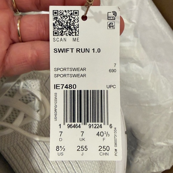 Adidas Swift Run 1.0 White Sneakers - Picture 3 of 6